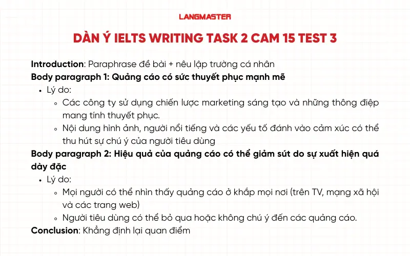 Dàn ý IELTS Writing Task 2 Cambridge 15 Test 3