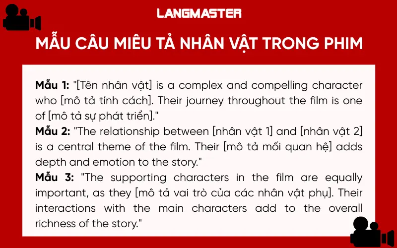 Mẫu câu Miêu tả nhân vật trong phim