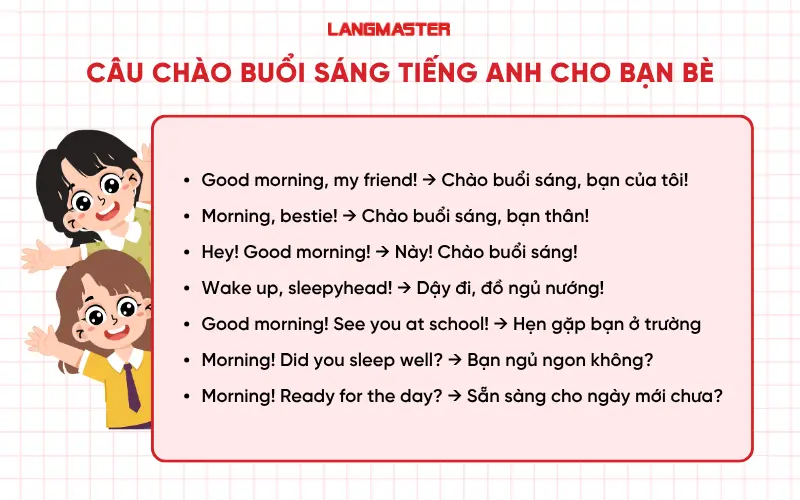 Câu chào buổi sáng tiếng Anh cho bạn bè