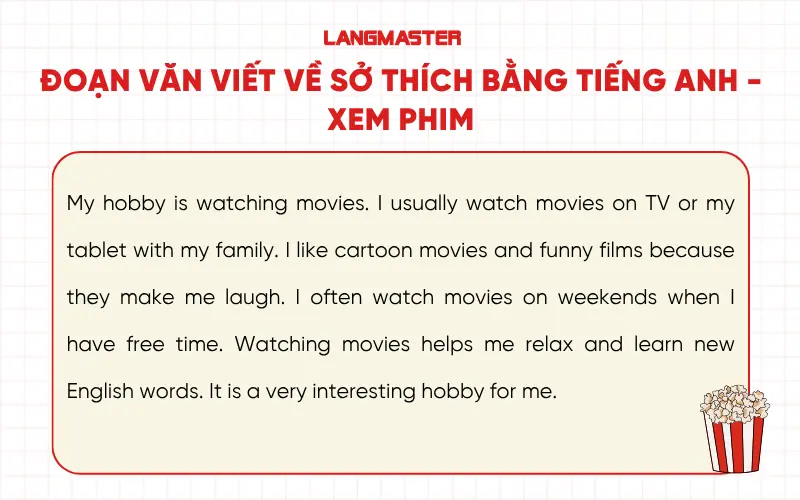 Đoạn văn về sở thích bằng tiếng Anh cho bé - Xem phim