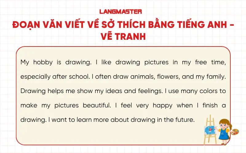 Đoạn văn về sở thích bằng tiếng Anh cho bé - Vẽ tranh