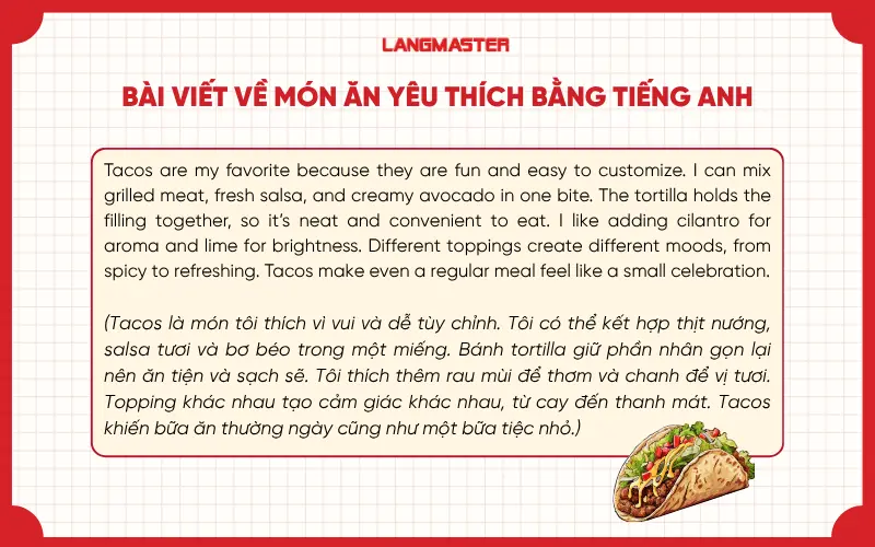 bài viết về món ăn yêu thích bằng tiếng Anh