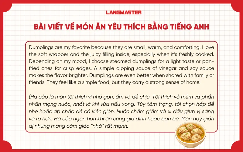 bài viết về món ăn yêu thích bằng tiếng Anh