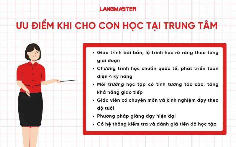 Ưu điểm khi cho con tại trung tâm