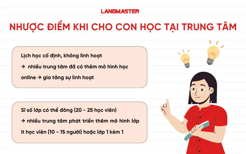 nhược điểm khi cho con tại trung tâm