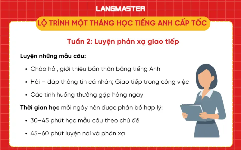 Lộ trình học tiếng Anh cấp tốc 1 tháng - Luyện phản xạ giao tiếp