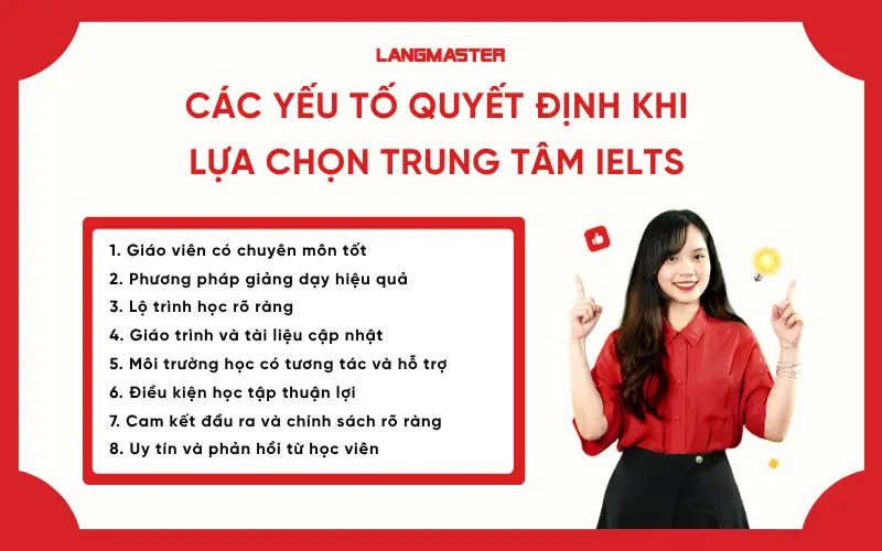 Các yếu tố quyết định khi lựa chọn trung tâm IELTS