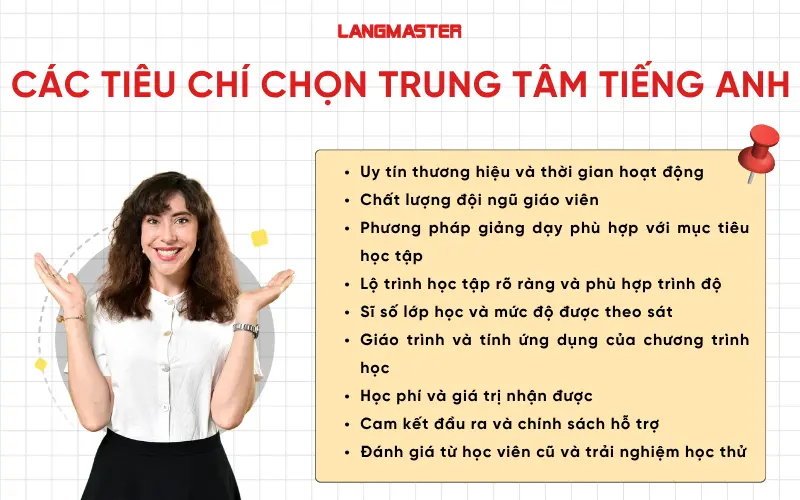 Các tiêu chí chọn trung tâm tiếng Anh quan trọng nhất
