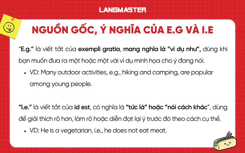 Nguồn gốc, ý nghĩa của E.g và I.e