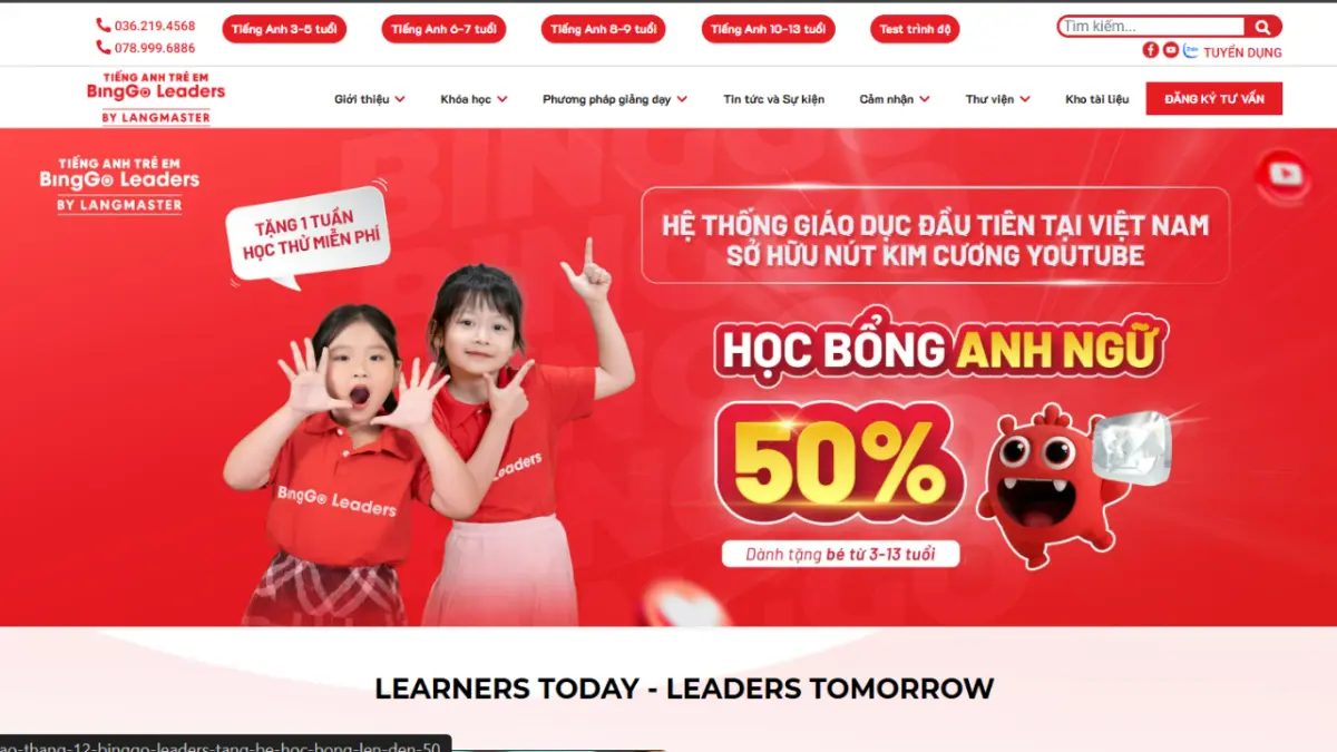 Tiếng Anh trẻ em BingGo Leaders