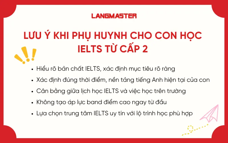 Lưu ý khi phụ huynh cho con học  IELTS từ cấp 2 