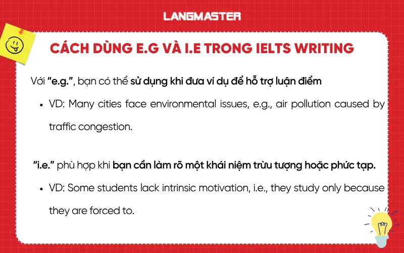 Cách sử dụng E.g và I.e trong IELTS Writing