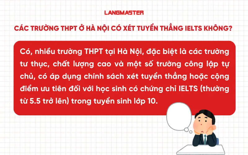 Các trường THPT ở Hà Nội có xét tuyển thẳng IELTS không?