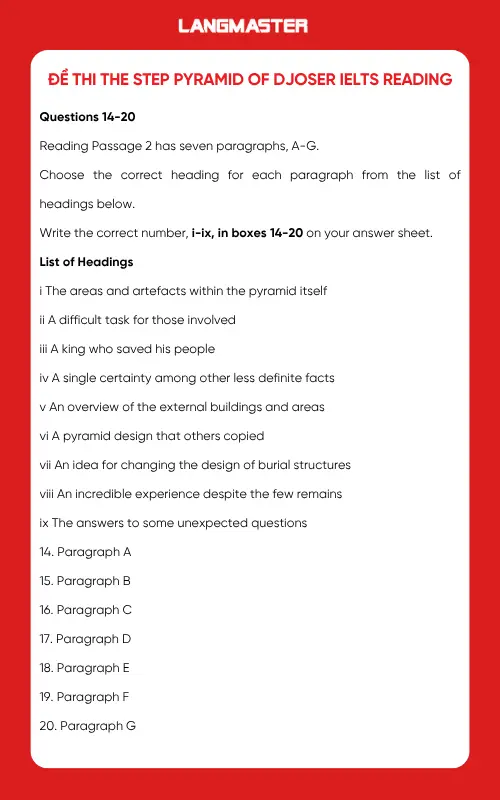 Đề thi The step pyramid of djoser IELTS Reading