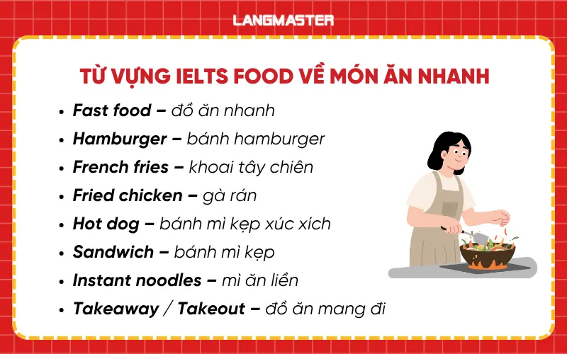 Từ vựng IELTS Food về món ăn nhanh