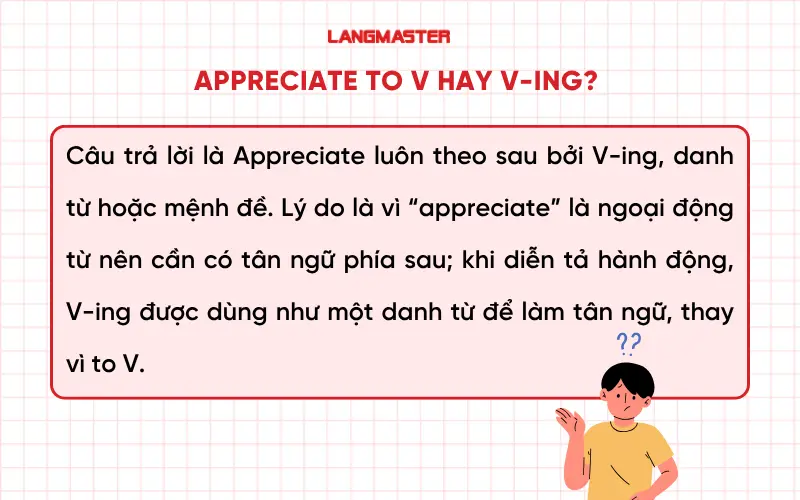 Appreciate to V hay V-ing?