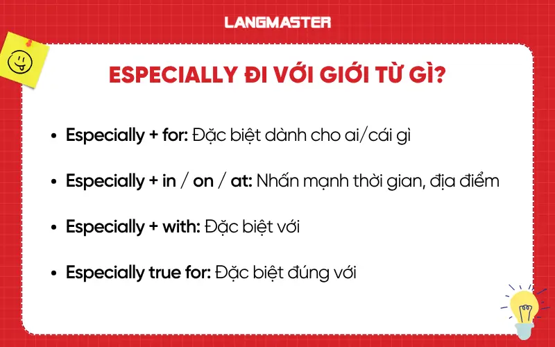 Các giới từ đi với especially