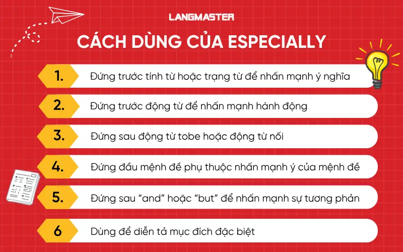 Cách dùng của especially