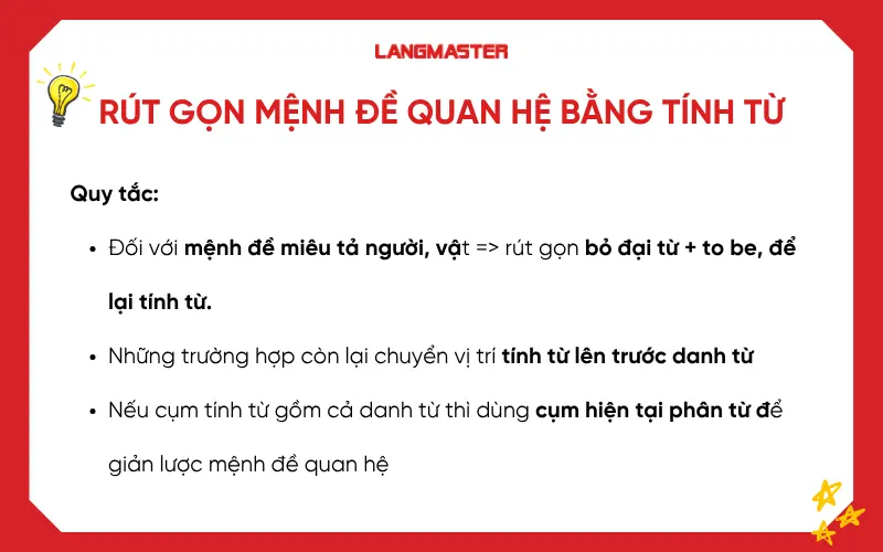 Rút gọn mệnh đề quan hệ bằng tính từ