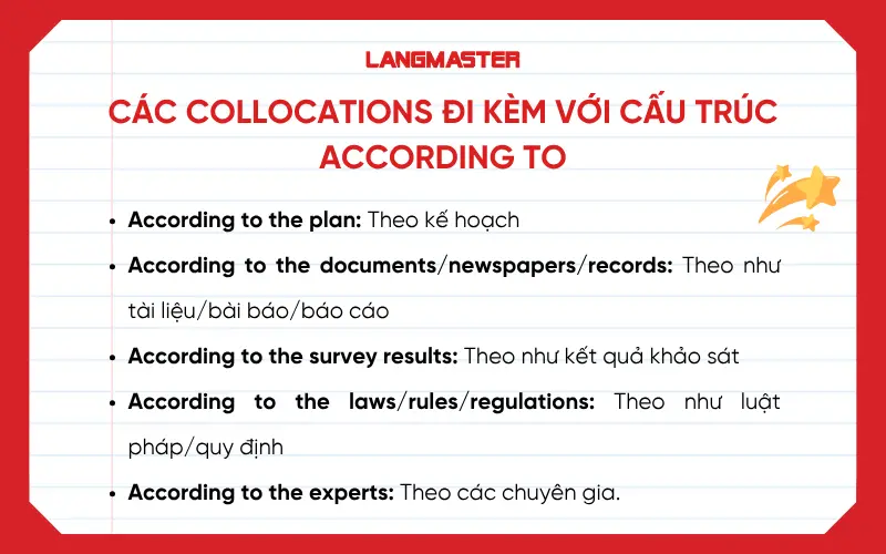 Collocations đi kèm với cấu trúc According to