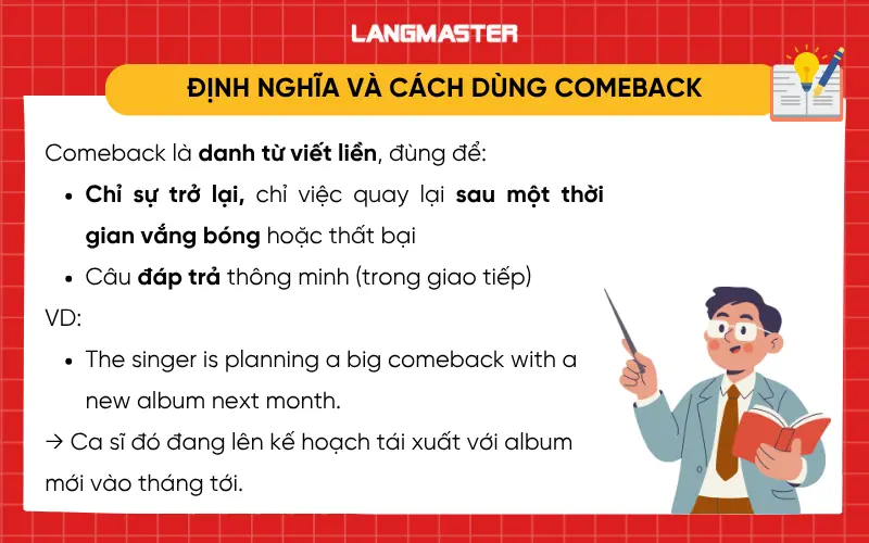 Định nghĩa và cách dùng comeback
