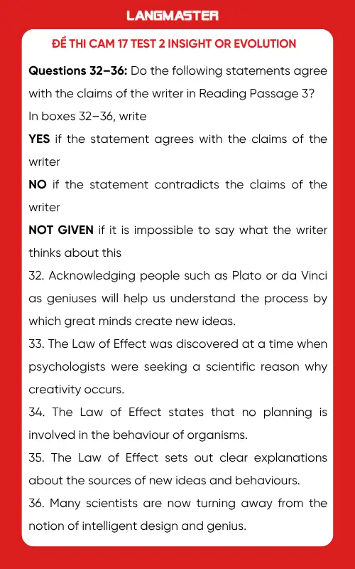 Đề thi Cam 17 Test 2 Insight or evolution IELTS Reading