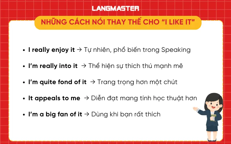 Những cách paraphrase thay thế cho “I Like it”