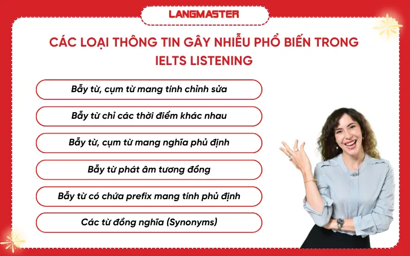 Các loại thông tin gây nhiễu phổ biến trong IELTS Listening