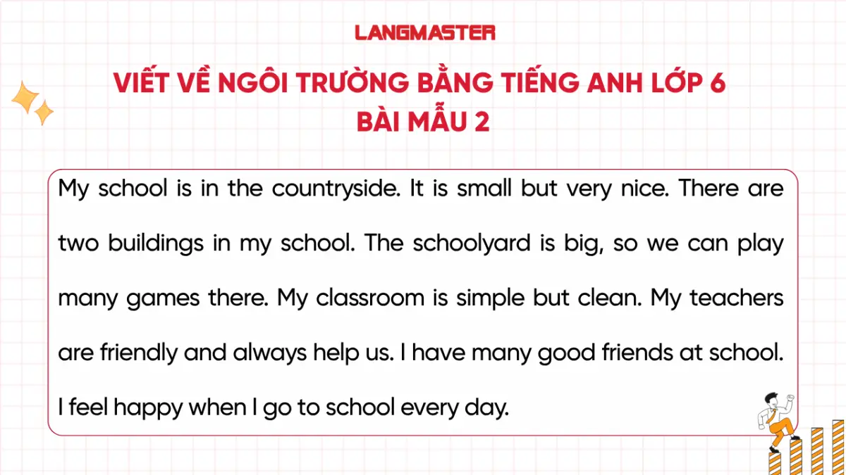 Bài mẫu viết về ngôi trường bằng tiếng Anh lớp 6