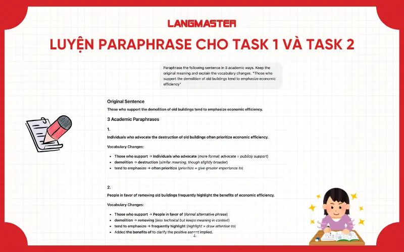 Dùng ChatGPT để luyện paraphrase cho Task 1 và Task 2