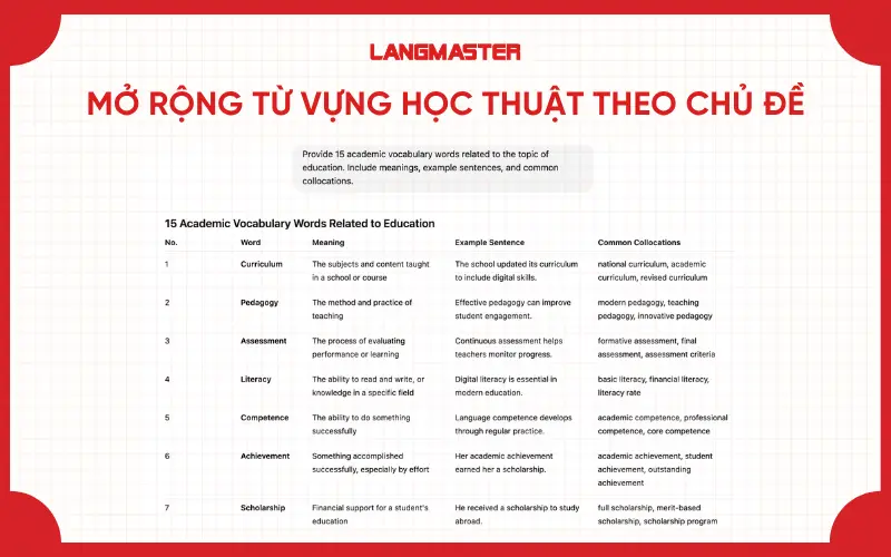 Dùng ChatGPT để mở rộng từ vựng học thuật theo chủ đề