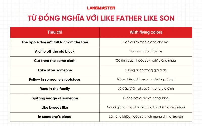 Từ đồng nghĩa với Like father like son