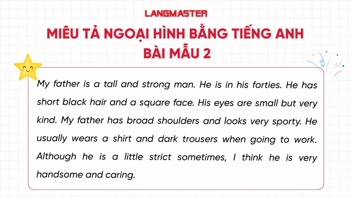 Đoạn văn miêu tả ngoại hình bằng tiếng Anh - bài mẫu 4