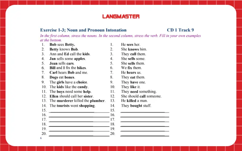 Bài tập vận dụng sách American Accent Training