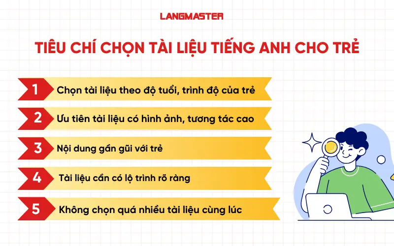 Tiêu chí chọn tài liệu tiếng Anh cho trẻ