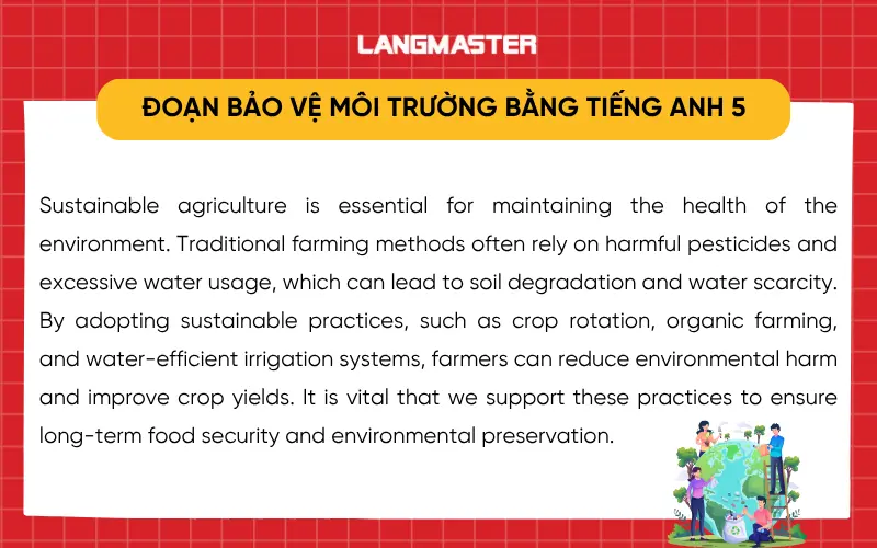 Viết đoạn văn bảo vệ môi trường bằng tiếng Anh - Đoạn mẫu 5