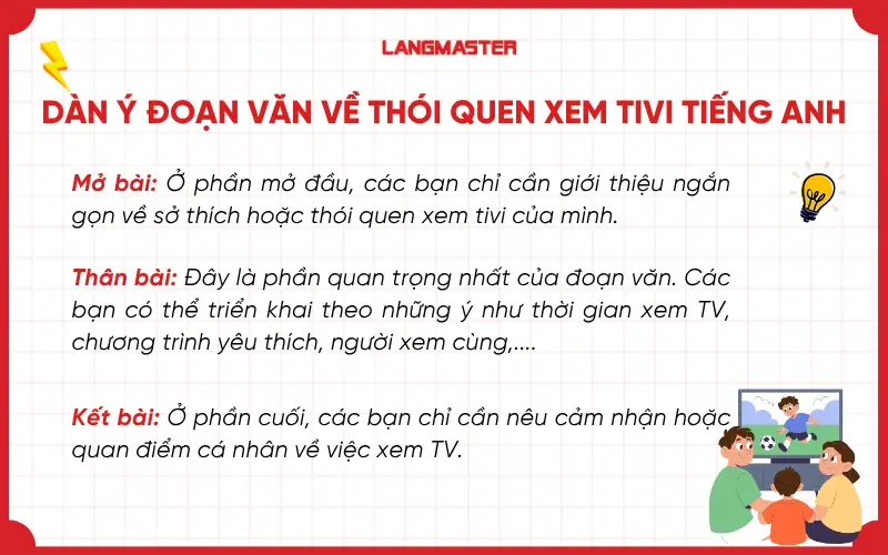 Dàn ý đoạn văn về thói quen xem tivi tiếng Anh