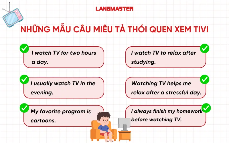 Những mẫu câu tiếng Anh ăn điểm miêu tả thói quen xem tivi
