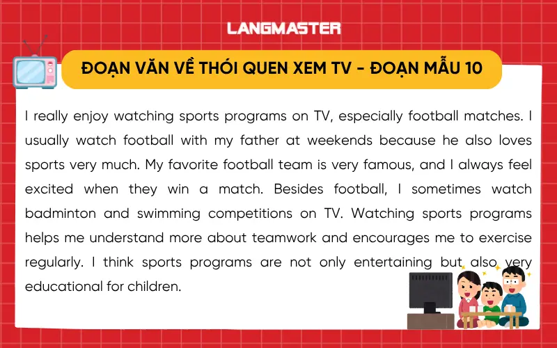 Đoạn văn về chương trình thể thao yêu thích trên TV - Đoạn mẫu 10