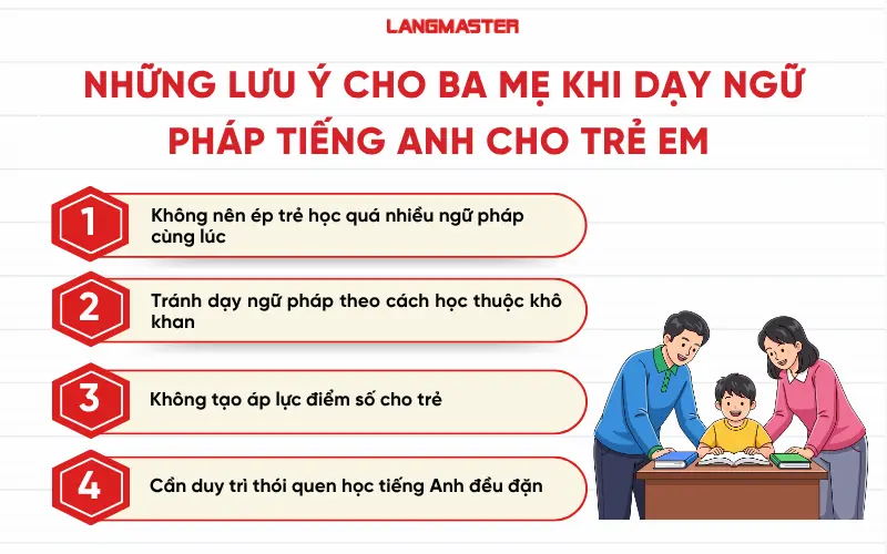 Những lưu ý cho ba mẹ khi dạy ngữ pháp tiếng Anh cho trẻ em và giải pháp