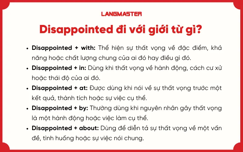 Disappointed đi với giới từ gì