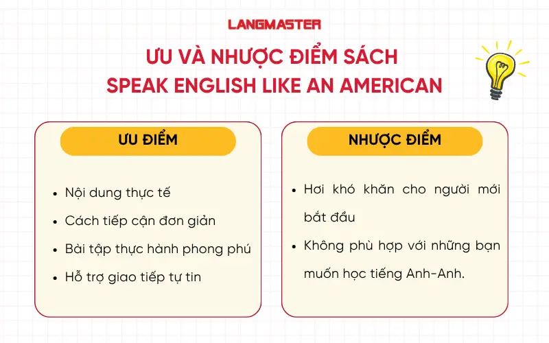 Ưu nhược điểm sách Speak English like an American
