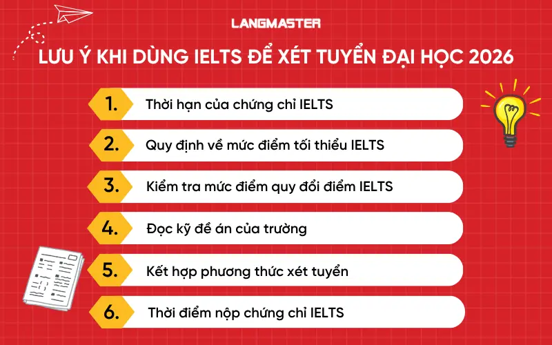 Lưu ý khi dùng IELTS để xét tuyển Đại học 2026