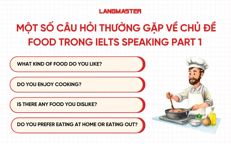 Câu hỏi liên quan đến chủ đề food trong IELTS Speaking part 1
