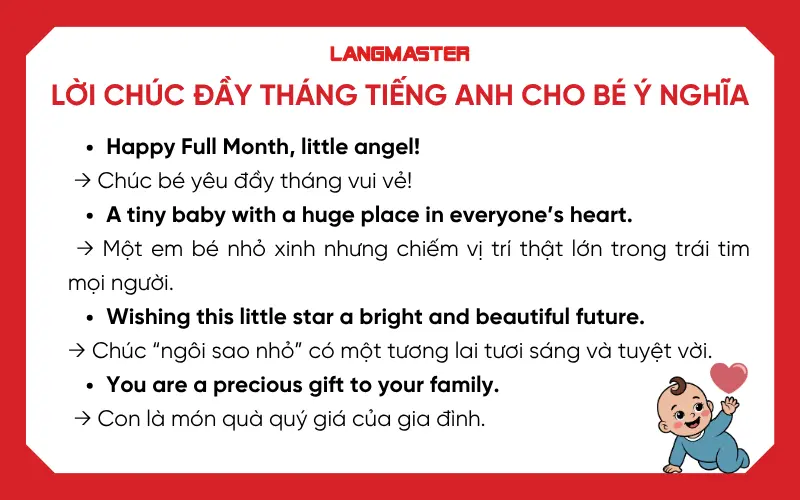 Lời chúc đầy tháng tiếng Anh cho bé 