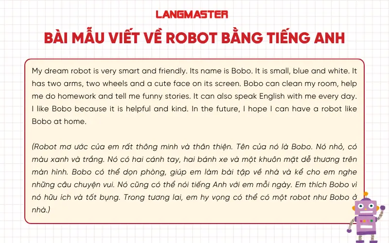 Bài mẫu viết về Robot bằng tiếng Anh