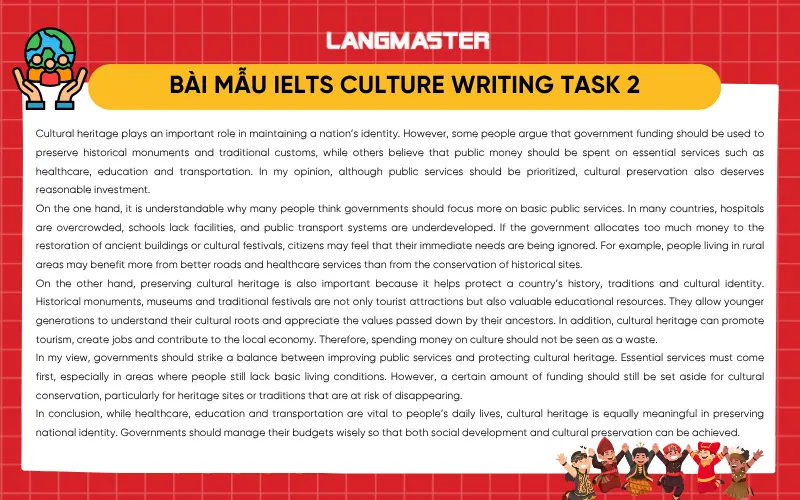 Bài mẫu IELTS Culture Writing Task 2