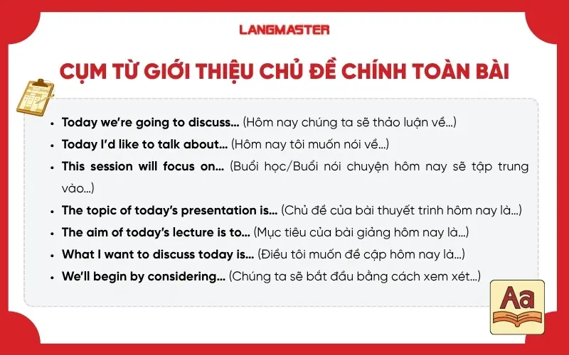 Cụm từ giới thiệu chủ đề chính toàn bài