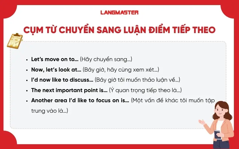Cụm từ chuyển sang luận điểm tiếp theo