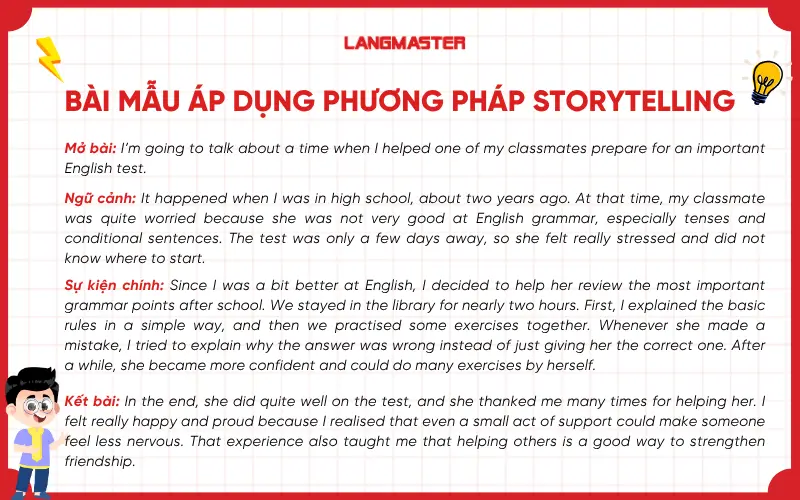 Bài mẫu IELTS Speaking part 2 áp dụng phương pháp Storytelling